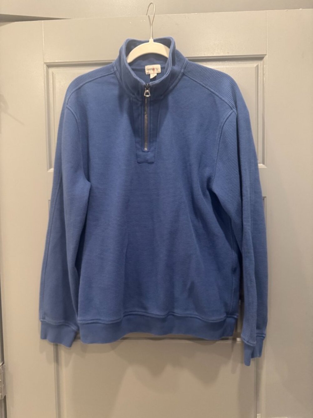 J.Crew Blue Waffle Knit Quarter Zip Pullover Men’s Medium